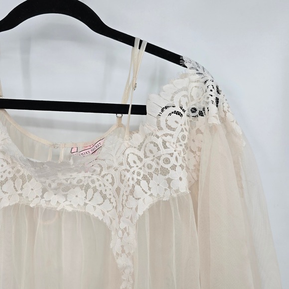 Victoria's Secret Lace Trim Sheer Swim Cover Up Top Lingerie Lightweight S/P - Picture 3 of 11